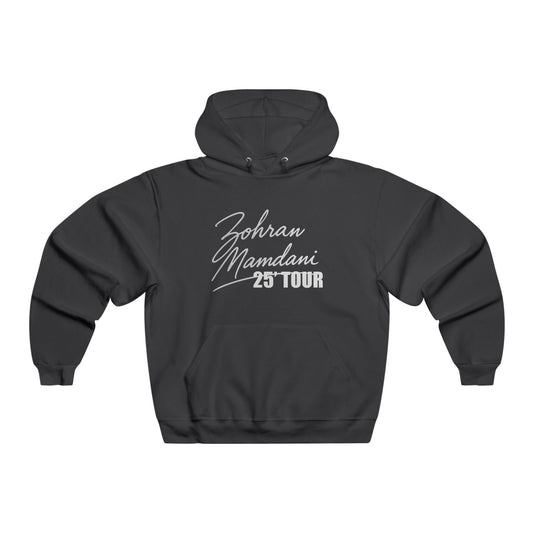 Zohran Mamdani 25 Tour Hoodie — Vintage Tour Pullover with Back Portrait Design