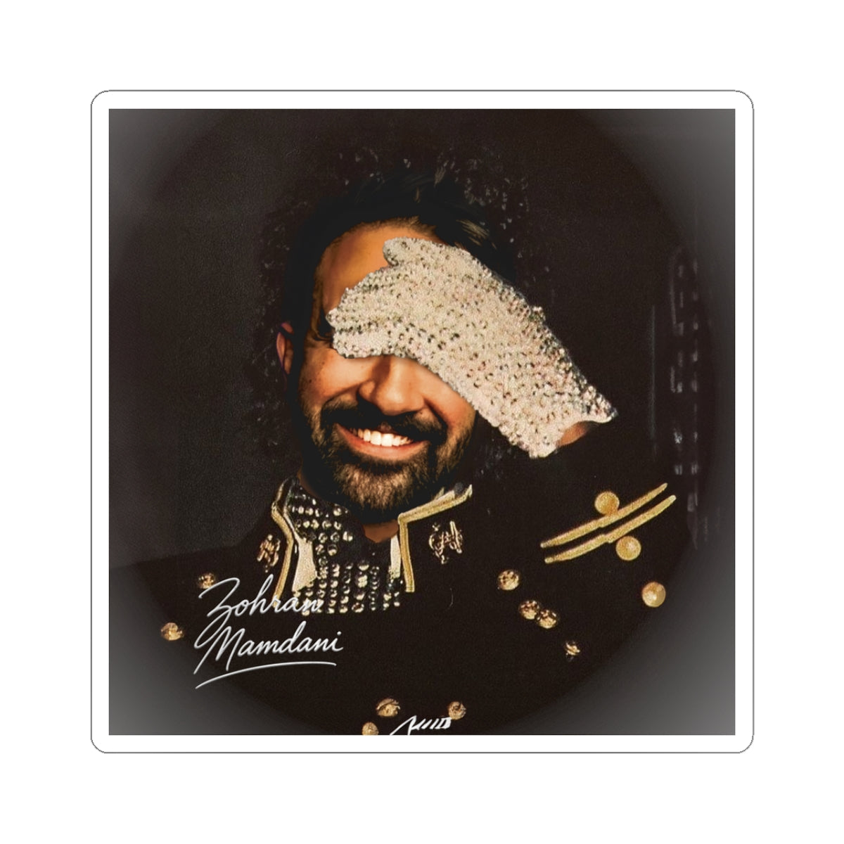 Smiling Man Portrait Kiss-Cut Sticker — Retro Glam Decorative Laptop Sticker